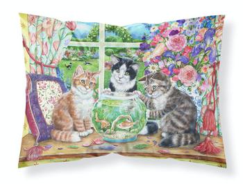 商品Cats Just Looking in the fish bowl Fabric Standard Pillowcase DEFAULT TITLE图片