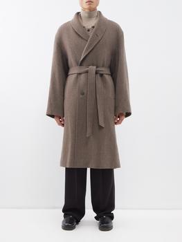 推荐Padded-panel belted wool overcoat商品