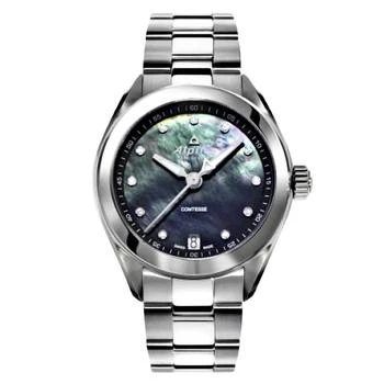 推荐Alpina Women's Diamond Watch - Comtesse Black MOP Dial Swiss Quartz | AL-240MPBD2C6B商品