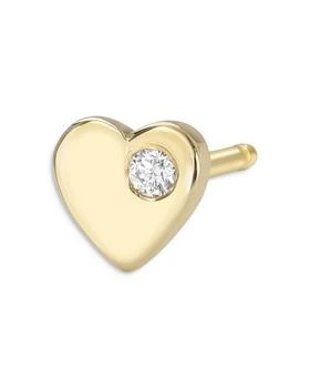 推荐14K Yellow Gold Diamond Tiny Heart Stud Earring商��品