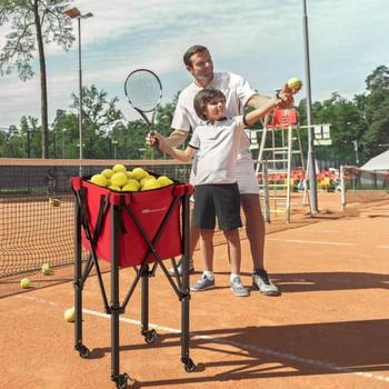 Hivvago | Lightweight Foldable Tennis Ball Teaching Cart with Wheels and Removable Bag-Red,商家Premium Outlets,价格¥720