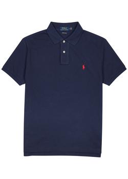 Ralph Lauren | Navy custom slim piqué cotton polo shirt商品图片,满$1享8.9折, 满折