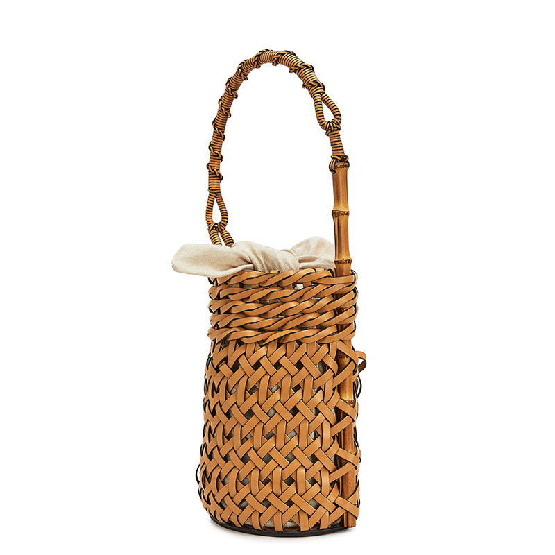 gancini经典款, Loewe | 【预售3-7天】LOEWE/罗意威 经典款Bucket Pin系列 女士棕色编织小牛皮/竹制品单肩手提水桶包340.01.W15-3649商品图片 包邮包税