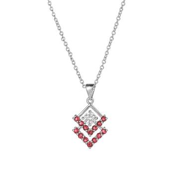 商品A&M | Silver-Tone Ruby Accent Triangle Pendant Necklace,商家Macy's,价格¥185图片