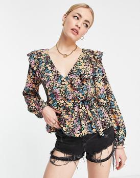 Topshop | Topshop floral wrap blouse in multi商品图片,3.6折×额外8折x额外9.5折, 额外八折, 额外九五折