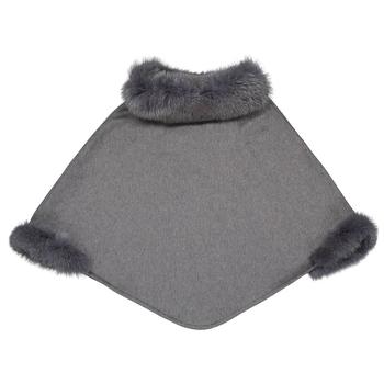 推荐Max Mara Ladies Wskit1 Fox Fur Trim Cashmere Poncho In Medium Grey商品