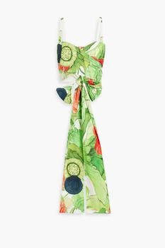 推荐Cropped floral-print cotton-poplin wrap top商品