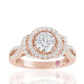 Suzy Levian | Suzy Levian Rose Sterling Silver White Cubic Zirconia Engagement Ring,商家Premium Outlets,价格¥604