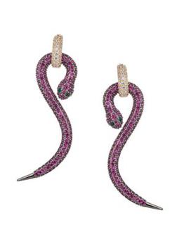 Eye Candy LA | Luxe Purple Mamba Two-Tone Cubic Zirconia Drop Earrings商品图片,5折