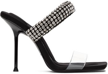 alexander wang鞋真假, Alexander Wang | Black PVC Julie Heeled Sandals商品图片 