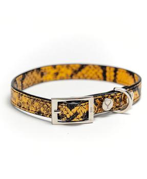 商品Shaya Pets | Embossed Yellow & Black Leather Adjustable Dog Collar,商家Bloomingdale's,价格¥663图片