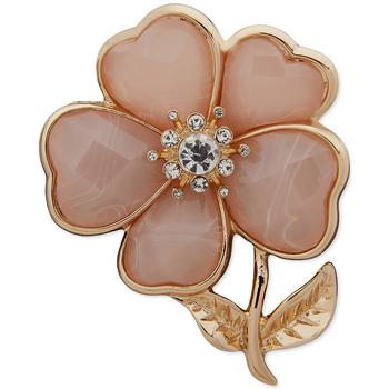 商品Anne Klein | Gold-Tone Boxed Pink Faceted Stone Flower Pin,商家Macy's,价格¥199图片