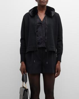 推荐Linn Zip-Front Sweater w/ Faux Fur Collar商品