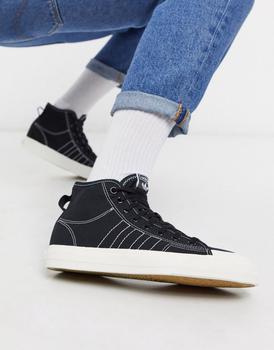 阿迪达斯男鞋帆布鞋, Adidas | adidas Originals nizza hi top trainers in canvas black商品图片 