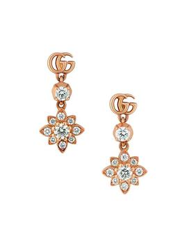 Gucci | Gucci Flora 18K Rose Gold & Diamond Drop Earrings商品图片,