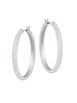 推荐Stone Swarovski Crystal Rhodium-Plated Large Hoop Earrings商品