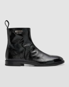 Moschino | Men's Textured Logo-Plate Ankle Boots 满$200减$50, 满减