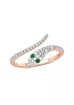 Belk & Co. | 1/3 ct.t.w Diamond & 1/6 ct.t.w Natrual Emerald Round Shape Snake Ring in 10K Gold,商家Belk,价格¥3000