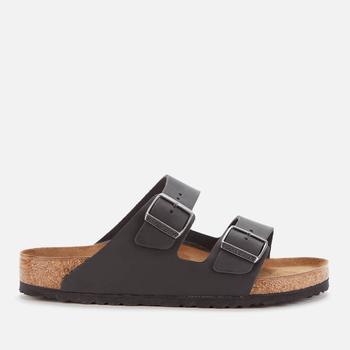 推荐Birkenstock Men's Arizona Oiled Leather Double Strap Sandals - Black商品