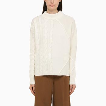 Max Mara | Ivory wool and cashmere cable knit sweater商品图片,