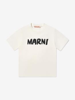 推荐Marni Ivory Kids Chest Logo Print T-Shirt商品