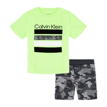 Calvin Klein | Little Boys Logo T-shirt and Camo Terry Shorts, 2-Piece Set商品图片,6折