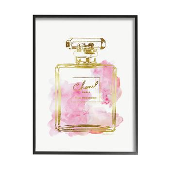加拿大小黑瓶, Stupell Industries | Glam Perfume Bottle Gold-Tone Pink Black Framed Giclee Texturized Art, 24" x 30"商品图片 
