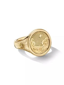 David Yurman | Water and Fire Duality Signet Ring in 18K Yellow Gold, 20MM,商家Saks Fifth Avenue,价格¥51758