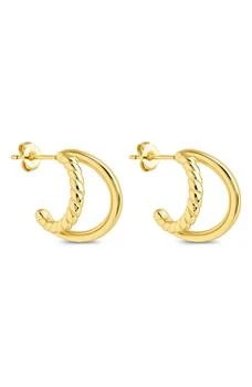 Sterling Forever | Arcadia Double Row Huggie Hoop Earrings,商家Nordstrom Rack,价格¥107