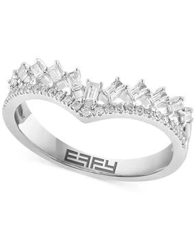 Effy | EFFY® Diamond Round & Baguette Chevron Ring  (1/3 ct. t.w.) in 14K White Gold,商家Macy's,价格¥24606