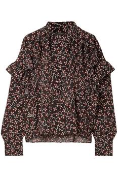 Isabel Marant, Isabel Marant | Libel ruffled printed silk crepe de chine blouse商品图片 3折