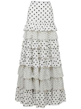 PRABAL GURUNG | Cotton Poplin Tulle Ruffled Maxi Skirt商品图片,