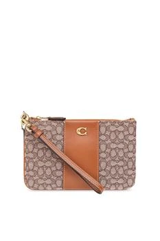 Coach | Coach Logo Plaque Monogrammed Small Wristlet Wallet 5.7折