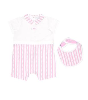 商品Emporio Armani | Baby striped cotton onesie and bib set,商家MyTheresa,价格¥624图片
