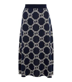 Gucci | GG reversible wool-blend midi skirt商品图片,