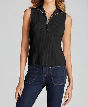 525 America | Sleeveless Half Zip Sweater in Black商品图片,6折