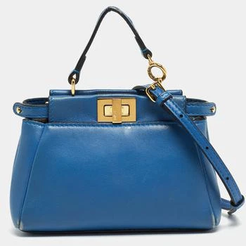 推荐Fendi Powdered Blue Leather Micro Peekaboo Bag商品