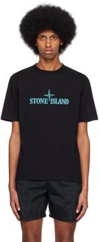 Stone Island | Black Embroidered T-Shirt商品图片,