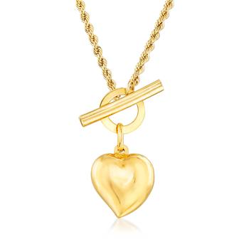 商品Ross-Simons Italian 18kt Yellow Gold Heart Toggle Necklace图片