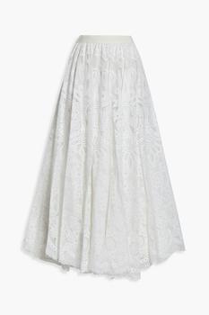 RED Valentino | Gathered crocheted lace midi skirt商品图片,3折
