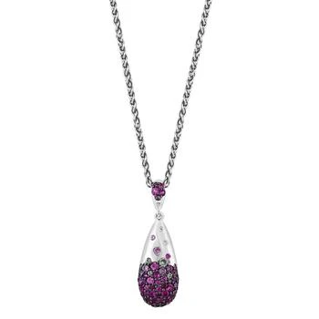 Effy | EFFY® Ruby (3/4 ct. t.w.) & White Sapphire (3/8 ct. t.w.) Ombré Cluster 18" Pendant Necklace in Sterling Silver,商家Macy's,价格¥7800