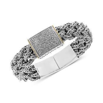 Effy | Diamond Pavé Woven Bracelet (1/2 ct. t.w.) in Sterling Silver & 18k Gold商品图片,8.3折