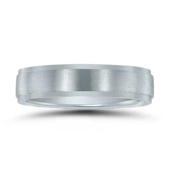 SSELECTS | Men's 5Mm Classic Matte Brushed Center Wedding Band In 10K White Gold,商家Premium Outlets,价格¥2433
