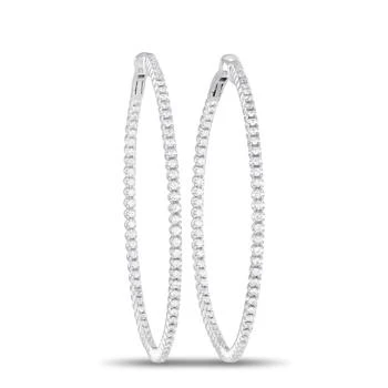 Non Branded | LB Exclusive 14K White Gold 1.70ct Diamond Inisde-Out Hoop Earrings MF05-101223,商家Premium Outlets,价格¥11840