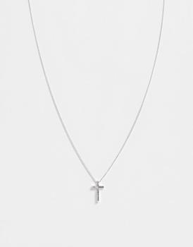 商品ASOS DESIGN necklace with ditsy cross in silver tone图片