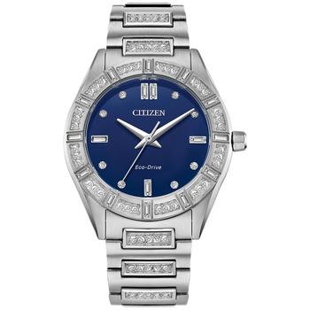 更多西铁城光动能, Citizen | Eco-Drive Women's Crystal Stainless Steel Bracelet Watch 34mm商品图片 