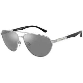 Emporio Armani | Emporio Armani Men's Sunglasses - Pilot Frame Grey Mirror Silver Lens | 2125 30456G 4.5折×额外9折x额外9折, 额外九折