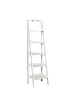商品Duna Range | Contemporary Five Tier Wooden Ladder Shelf with Two Attached Hook On Top, White,商家Belk,价格¥1421图片