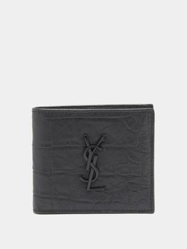 YSL-plaque croc-effect leather bi-fold wallet product img