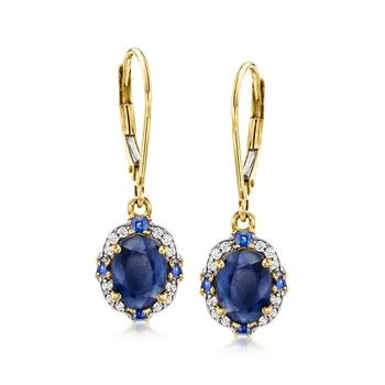 Ross-Simons | Ross-Simons Sapphire and . Diamond Drop Earrings in 14kt Yellow Gold 7.7折, 独家减免邮费